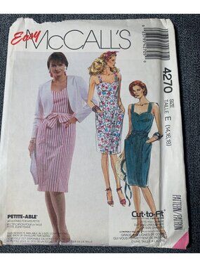 McCall's Misses Dress Jacket Sewing Pattern Size 14 16 18 4270 Uncut